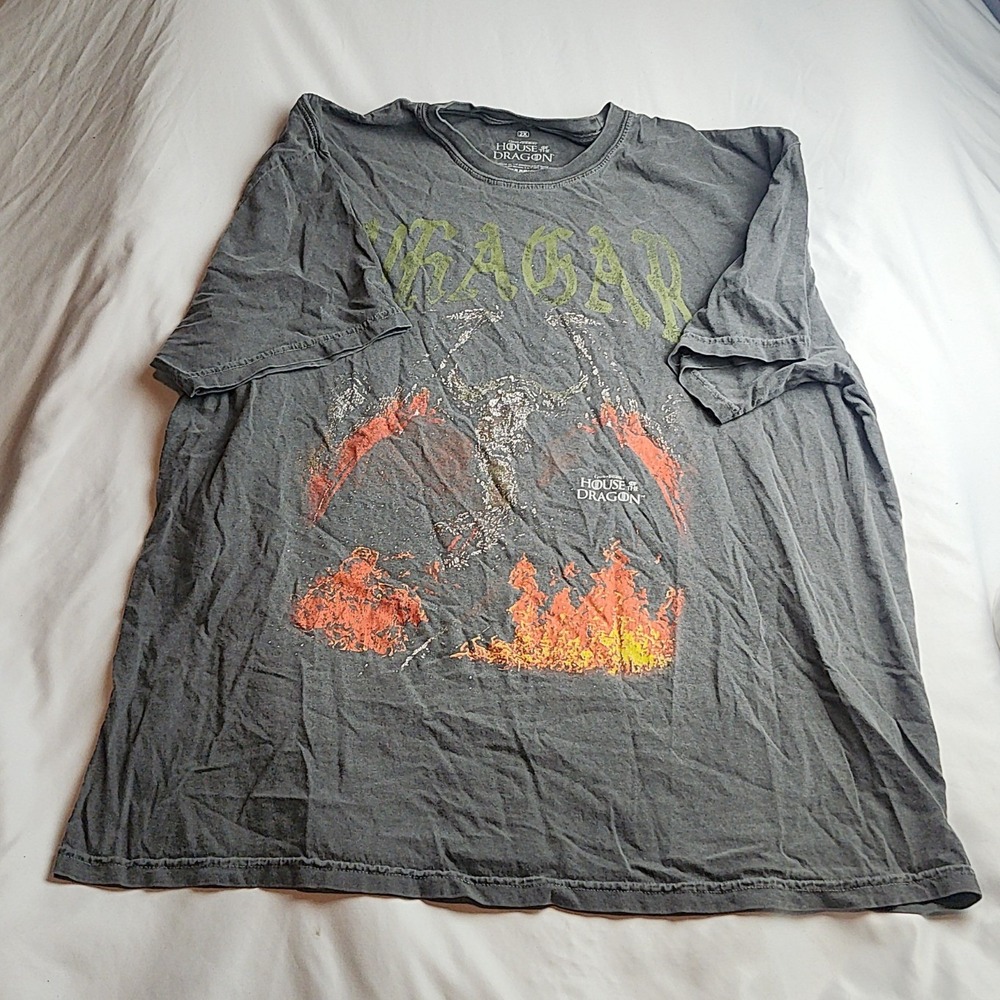 House of the Dragon Vhagar Graphic T-Shirt Charcoal Gray Size 2XL
